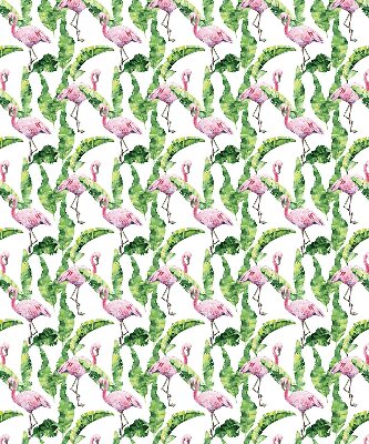Fabric roller blind for window Flamingos by the leaves