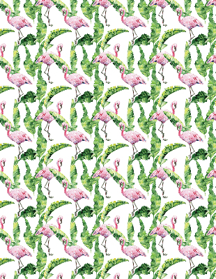 Fabric roller blind for window Flamingos by the leaves