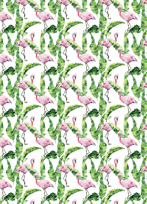 Fabric roller blind for window Flamingos by the leaves