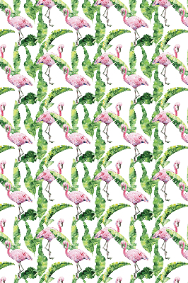 Fabric roller blind for window Flamingos by the leaves