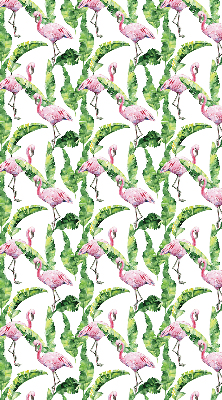 Fabric roller blind for window Flamingos by the leaves