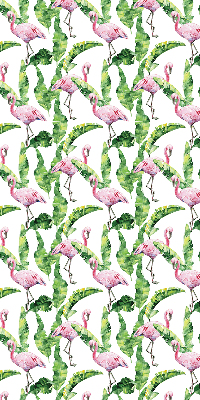 Fabric roller blind for window Flamingos by the leaves