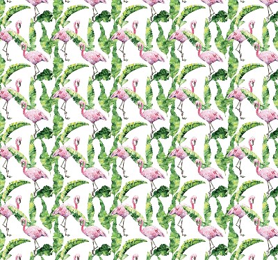 Fabric roller blind for window Flamingos by the leaves