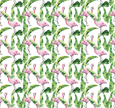 Fabric roller blind for window Flamingos by the leaves