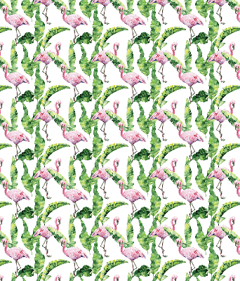Fabric roller blind for window Flamingos by the leaves