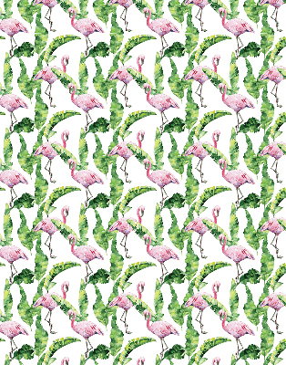 Fabric roller blind for window Flamingos by the leaves
