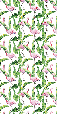 Fabric roller blind for window Flamingos by the leaves