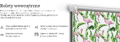 Fabric roller blind for window Flamingos by the leaves