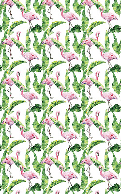 Fabric roller blind for window Flamingos by the leaves