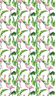 Fabric roller blind for window Flamingos by the leaves