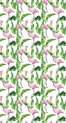 Fabric roller blind for window Flamingos by the leaves