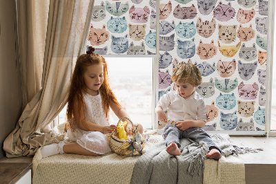 Blackout roller blind Colorful cat faces