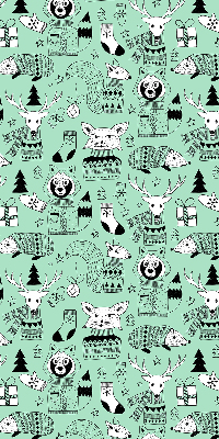 Fabric roller blind for window Winter animals