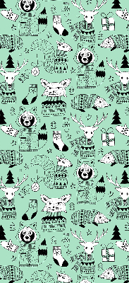 Fabric roller blind for window Winter animals