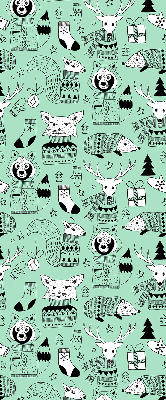 Fabric roller blind for window Winter animals