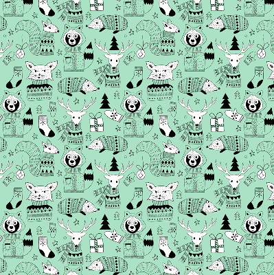 Fabric roller blind for window Winter animals