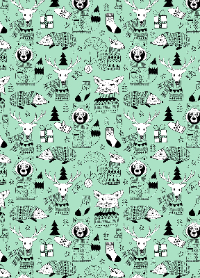 Fabric roller blind for window Winter animals