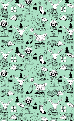 Fabric roller blind for window Winter animals