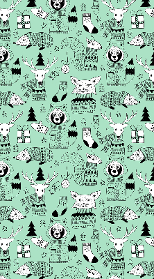 Fabric roller blind for window Winter animals