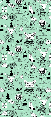 Fabric roller blind for window Winter animals