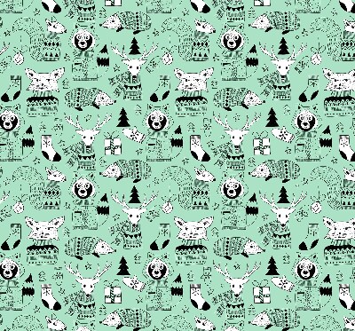 Fabric roller blind for window Winter animals