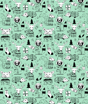 Fabric roller blind for window Winter animals