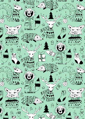 Fabric roller blind for window Winter animals