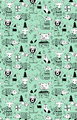 Fabric roller blind for window Winter animals
