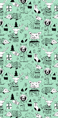 Fabric roller blind for window Winter animals