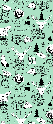 Fabric roller blind for window Winter animals
