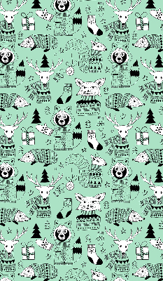 Fabric roller blind for window Winter animals