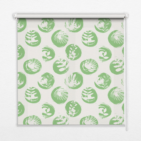 Blackout roller blind Plants reflected on green circles