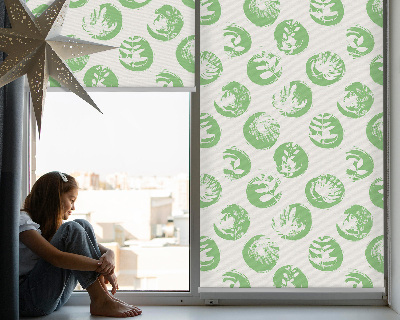 Blackout roller blind Plants reflected on green circles