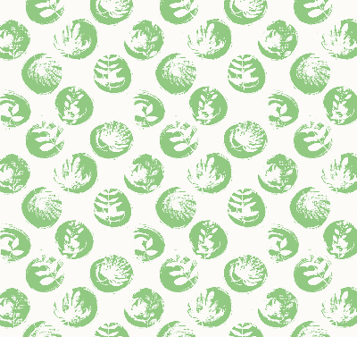 Blackout roller blind Plants reflected on green circles