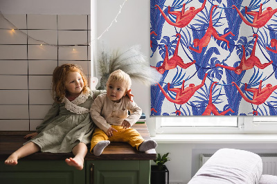 Fabric roller blind for window Red monkeys