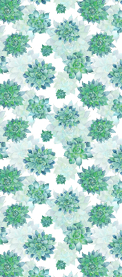 Blackout roller blind for window Green flowers