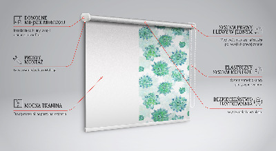Blackout roller blind for window Green flowers