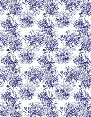 Fabric roller blind for window Blue bouquet