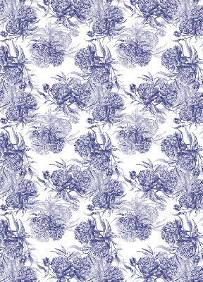 Fabric roller blind for window Blue bouquet