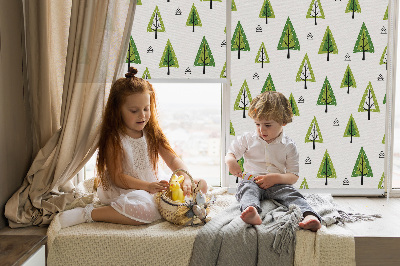 Fabric roller blind for window Drawn forest