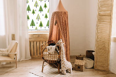 Fabric roller blind for window Drawn forest