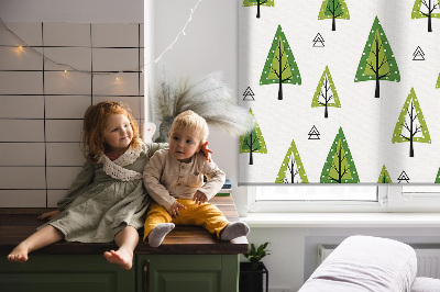 Fabric roller blind for window Drawn forest