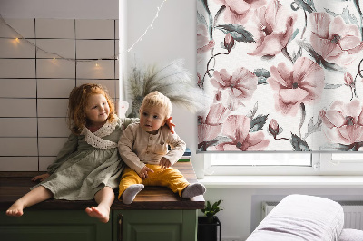 Blackout roller blind Pink flowers