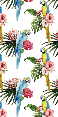 Fabric roller blind for window Parrot on flowers