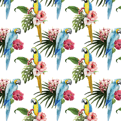 Fabric roller blind for window Parrot on flowers