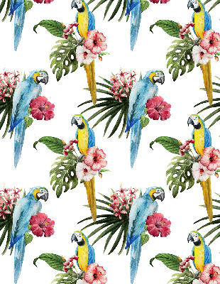 Fabric roller blind for window Parrot on flowers