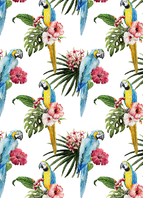 Fabric roller blind for window Parrot on flowers