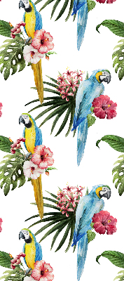 Fabric roller blind for window Parrot on flowers