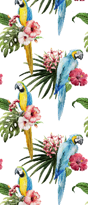 Fabric roller blind for window Parrot on flowers