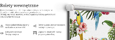 Fabric roller blind for window Parrot on flowers